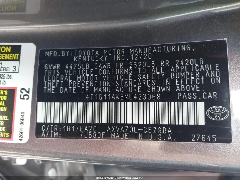 2021 TOYOTA CAMRY SE