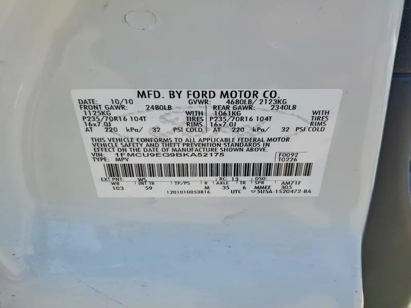 2011 FORD ESCAPE LIMITED  