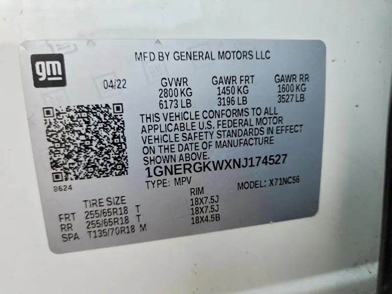 2022 CHEVROLET TRAVERSE LT  