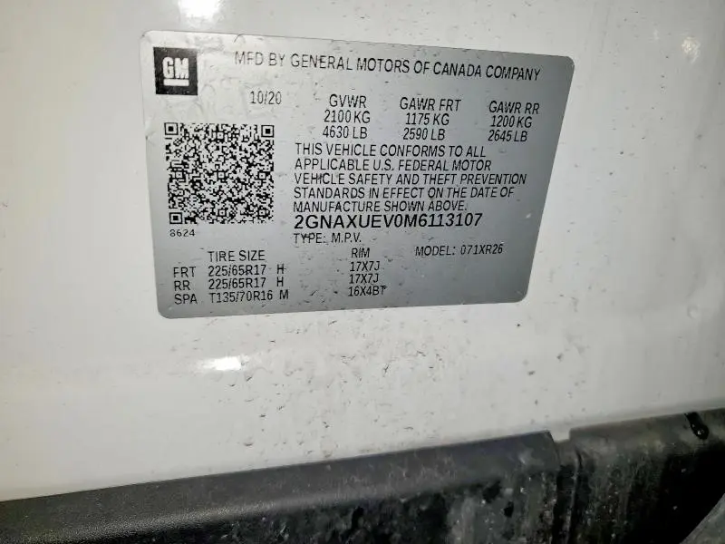 2021 CHEVROLET EQUINOX LT  