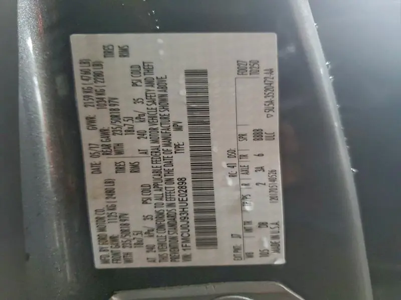 2017 FORD ESCAPE TITANIUM  