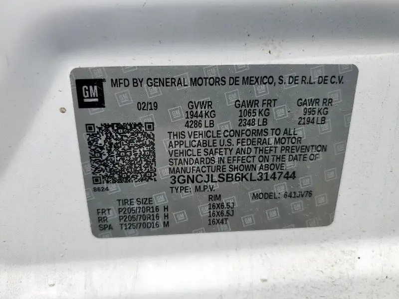 2019 CHEVROLET TRAX 1LT  