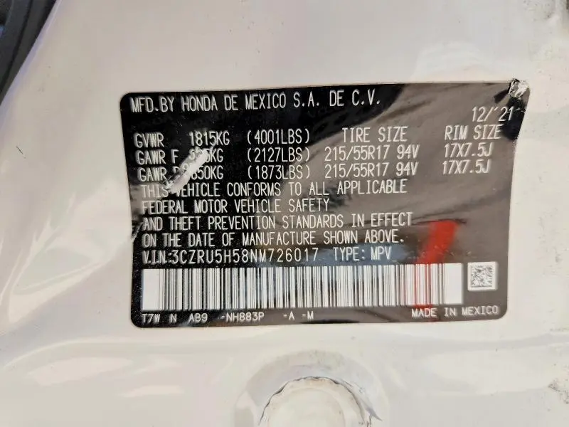2022 HONDA HR-V EX  