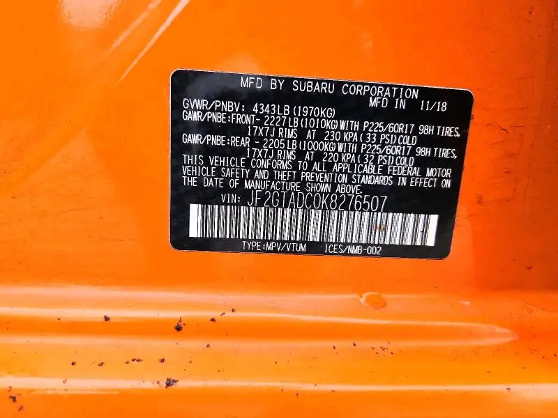 2019 SUBARU CROSSTREK PREMIUM  