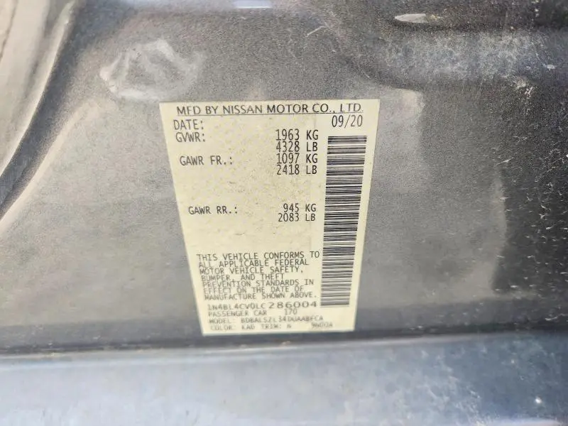 2020 NISSAN ALTIMA SR  
