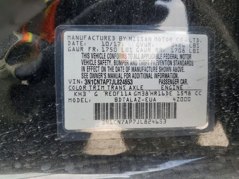 2018 NISSAN VERSA S PLUS  