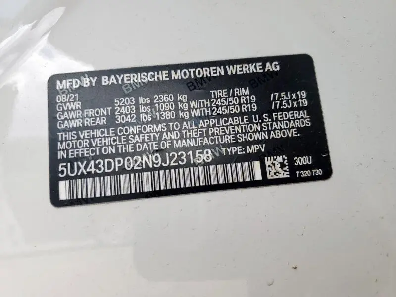 2022 BMW X3 SDRIVE30I  