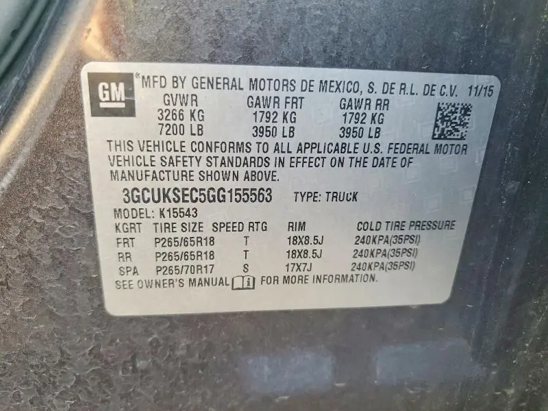2016 CHEVROLET SILVERADO K1500 LTZ  