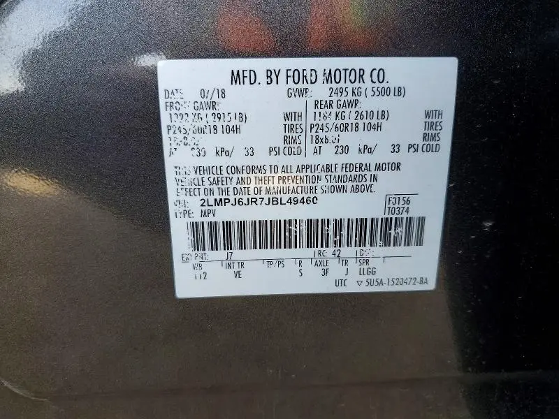 2018 LINCOLN MKX PREMIERE  