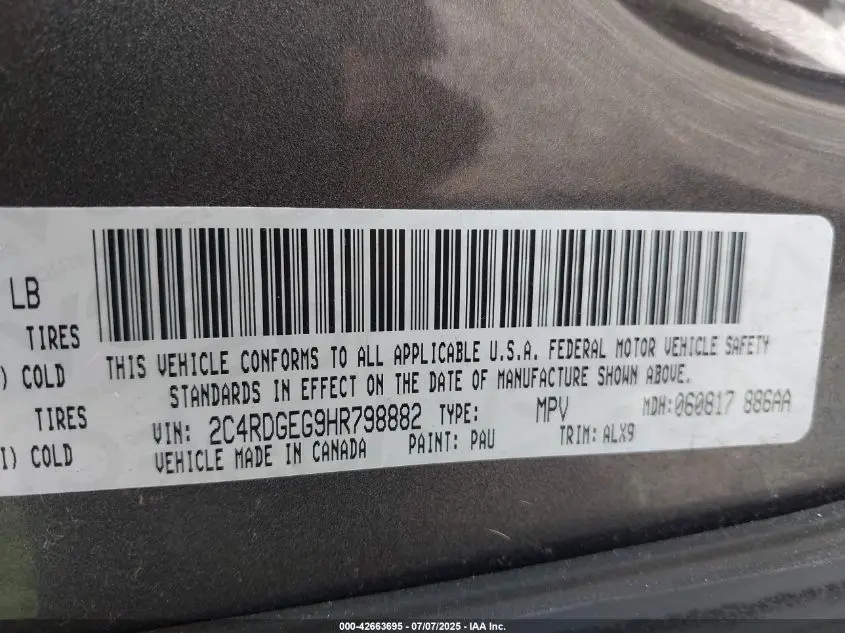 2017 DODGE GRAND CARAVAN GT
