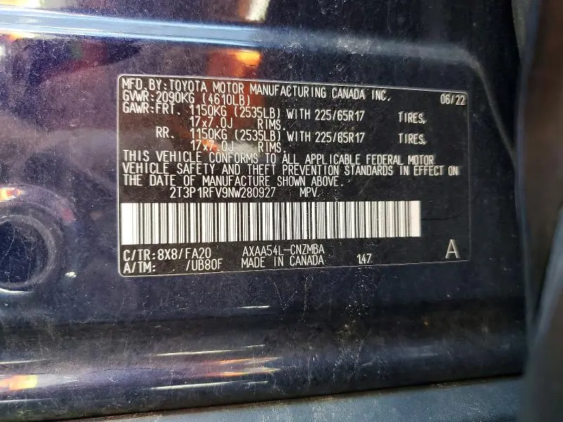 2022 TOYOTA RAV4 XLE  