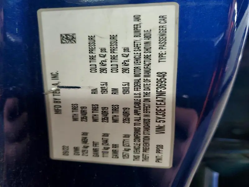 2022 TESLA MODEL 3   