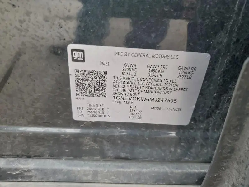 2021 CHEVROLET TRAVERSE LT  