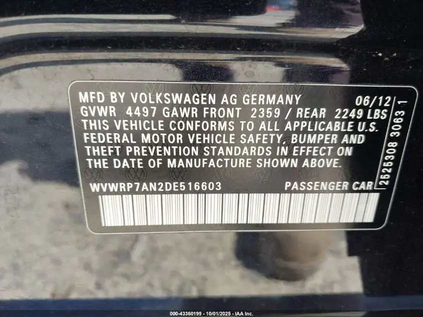 2013 VOLKSWAGEN CC 2.0T LUX