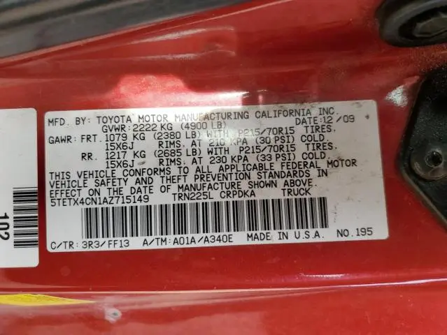 2010 TOYOTA TACOMA ACCESS CAB  