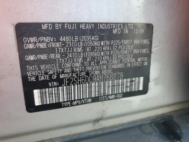 2010 SUBARU FORESTER 2.5X LIMITED  