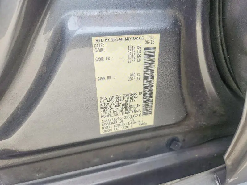 2016 NISSAN ALTIMA 2.5 SL  