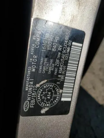 2012 HYUNDAI ACCENT GLS