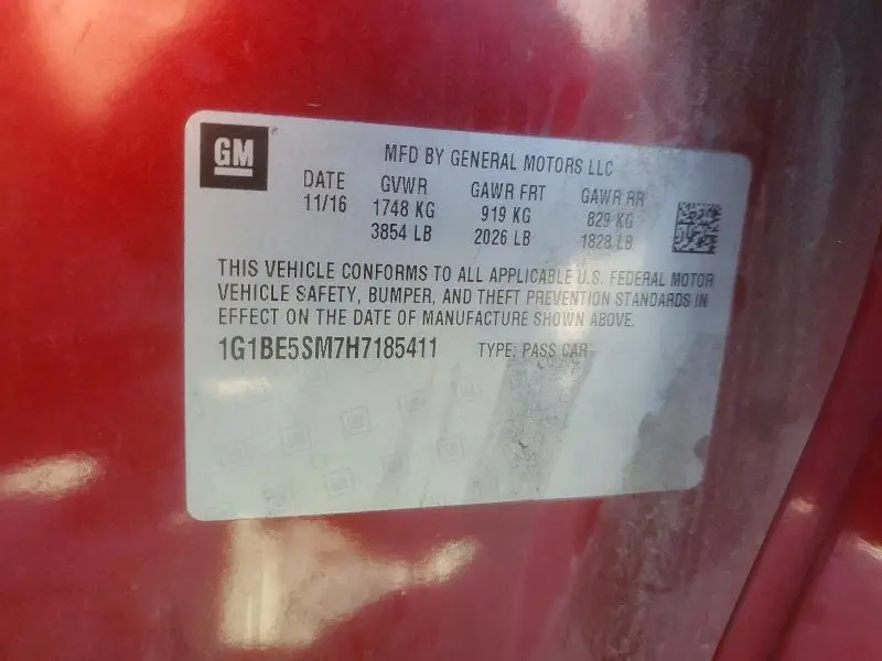 2017 CHEVROLET CRUZE LT  
