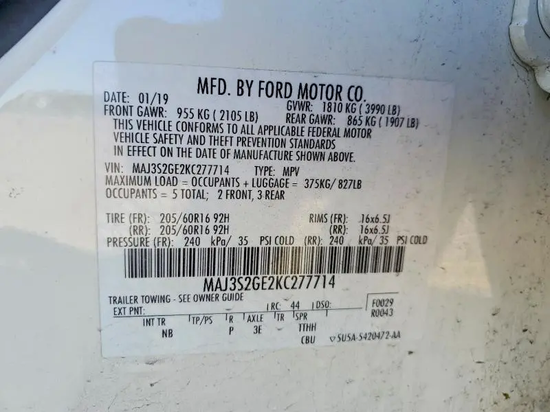 2019 FORD ECOSPORT SE  