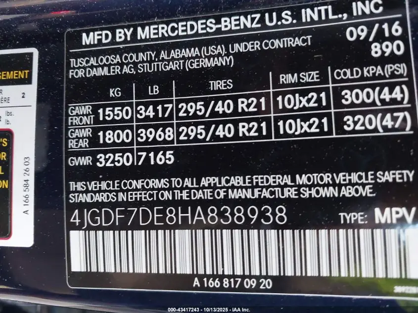 2017 MERCEDES-BENZ GLS 550 4MATIC