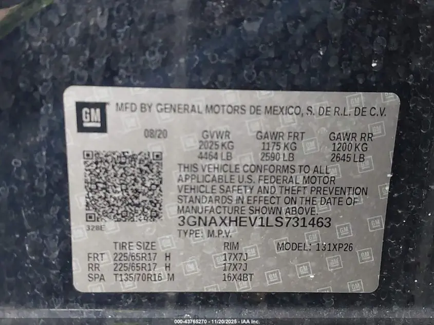 2020 CHEVROLET EQUINOX FWD LS