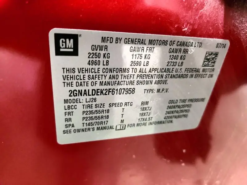 2015 CHEVROLET EQUINOX LTZ  