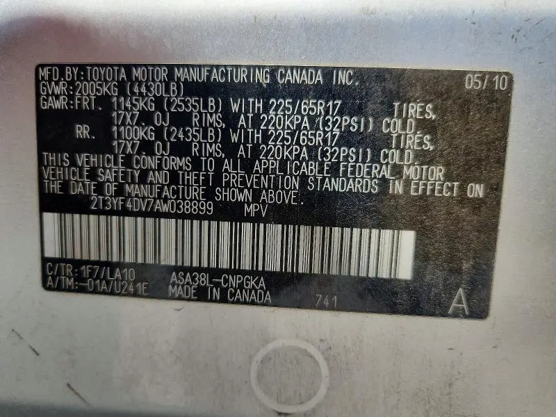 2010 TOYOTA RAV4 LIMITED  
