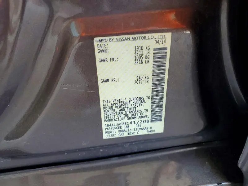 2014 NISSAN ALTIMA 2.5 SV  