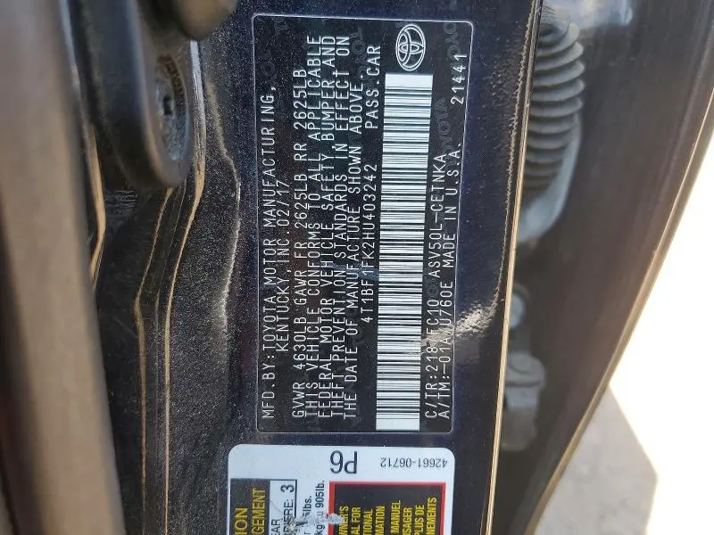 2017 TOYOTA CAMRY LE  