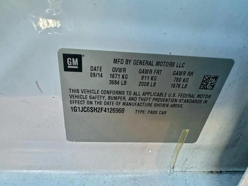 2015 CHEVROLET SONIC LT  