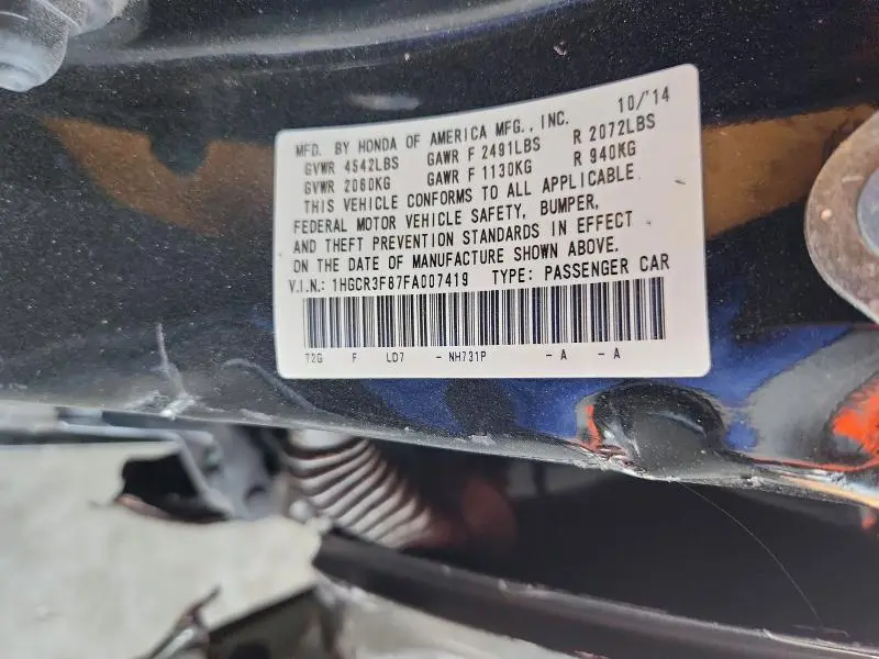 2015 HONDA ACCORD EXL  