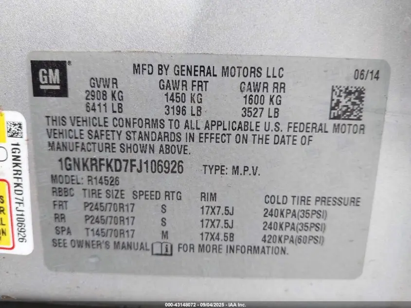 2015 CHEVROLET TRAVERSE LS