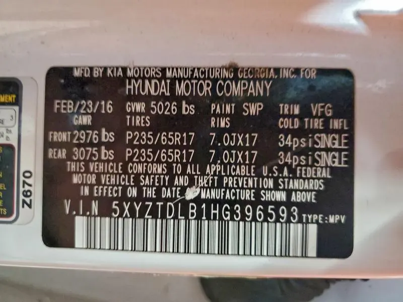 2017 HYUNDAI SANTA FE SPORT   