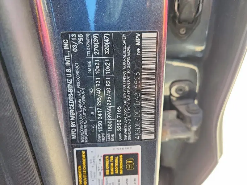 2013 MERCEDES-BENZ GL 550 4MATIC  