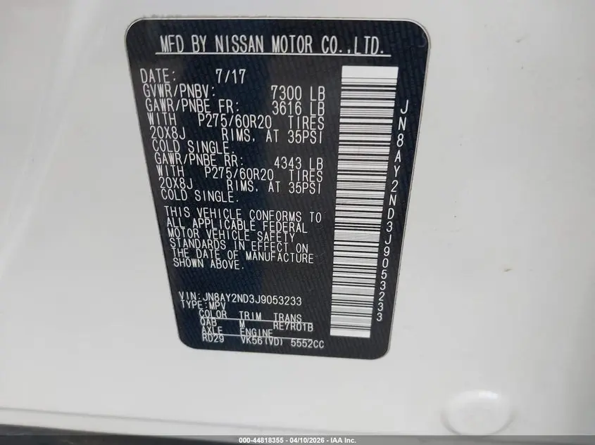 2018 NISSAN ARMADA PLATINUM