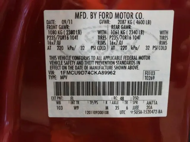 2012 FORD ESCAPE XLT  