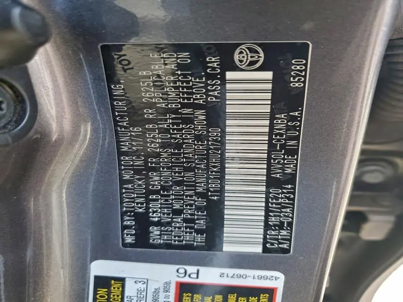 2017 TOYOTA CAMRY HYBRID  