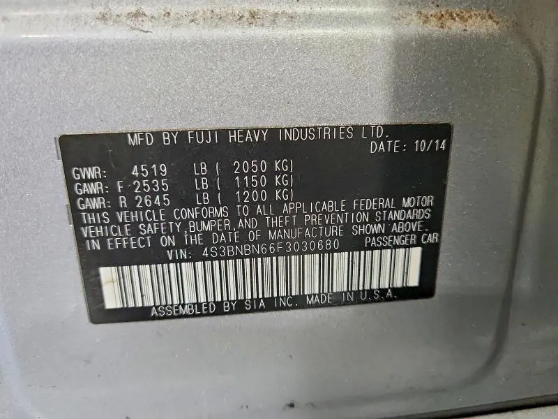 2015 SUBARU LEGACY 2.5I LIMITED  