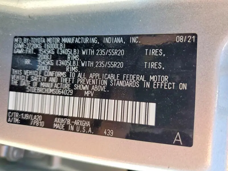 2021 TOYOTA HIGHLANDER HYBRID PLATINUM  