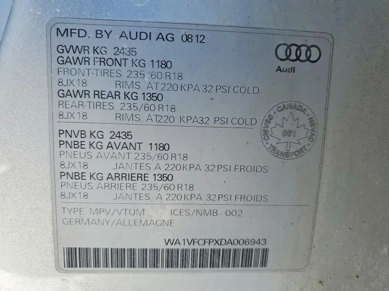 2013 AUDI Q5 PREMIUM PLUS  