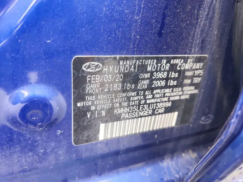2020 HYUNDAI ELANTRA GT BASE  