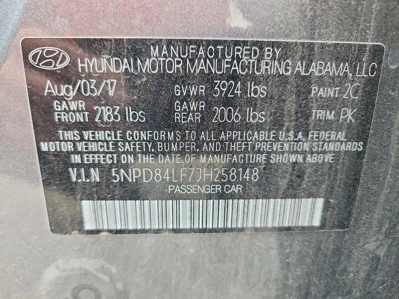 2018 HYUNDAI ELANTRA SEL  