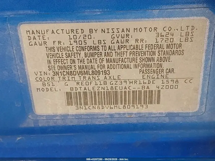 2021 NISSAN VERSA S XTRONIC CVT