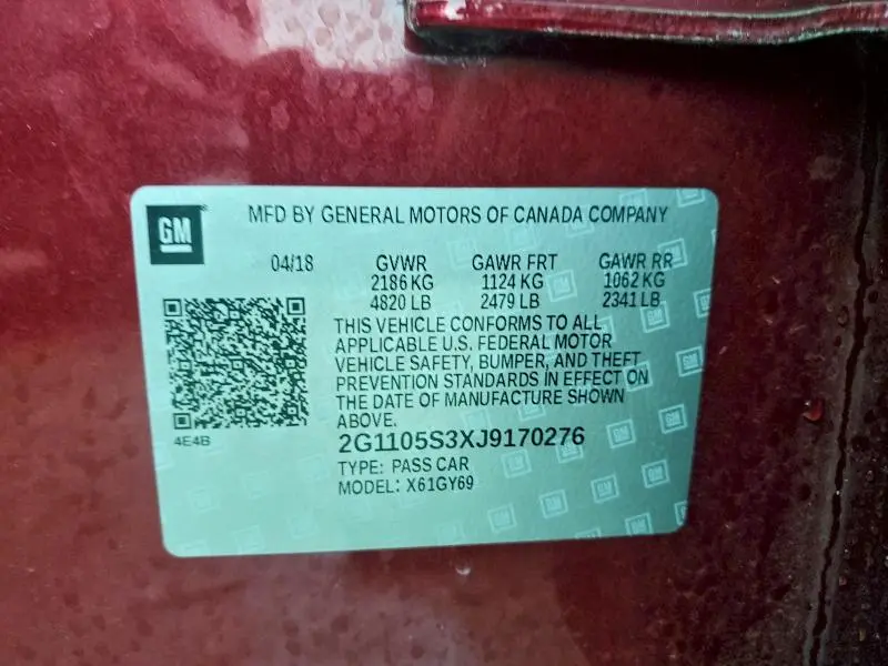 2018 CHEVROLET IMPALA LT  