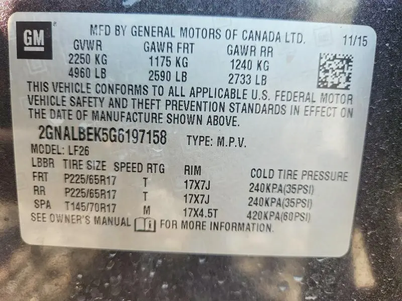 2016 CHEVROLET EQUINOX LS  