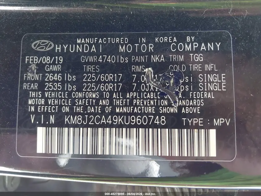 2019 HYUNDAI TUCSON SE