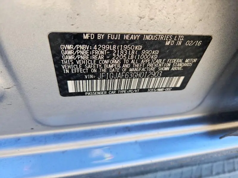 2016 SUBARU IMPREZA PREMIUM PLUS  