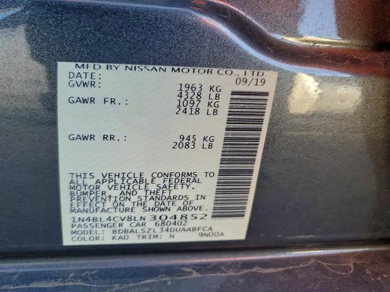 2020 NISSAN ALTIMA SR  