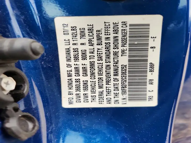 2012 HONDA CIVIC LX  